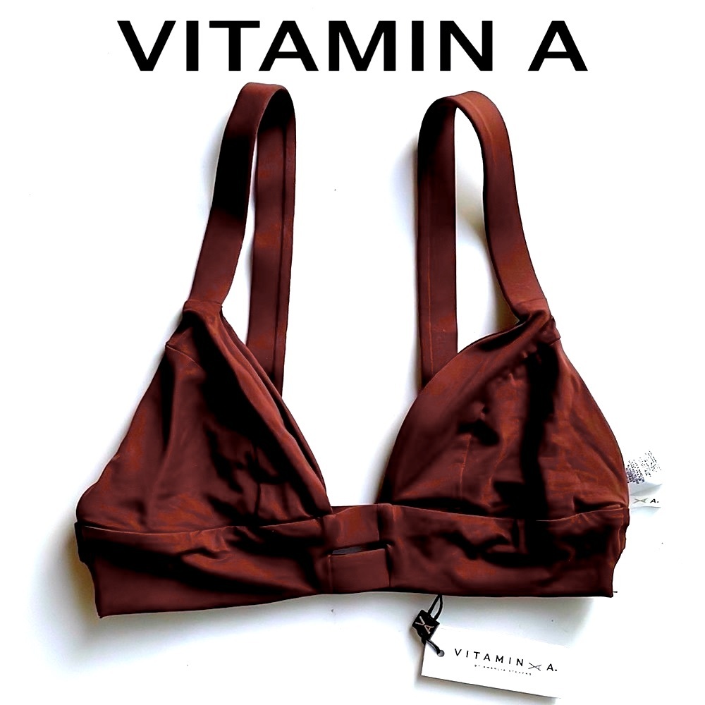 NWT Vitamin A Neutra bralette brown swim top double strap back  6/S 8/M 12/XL